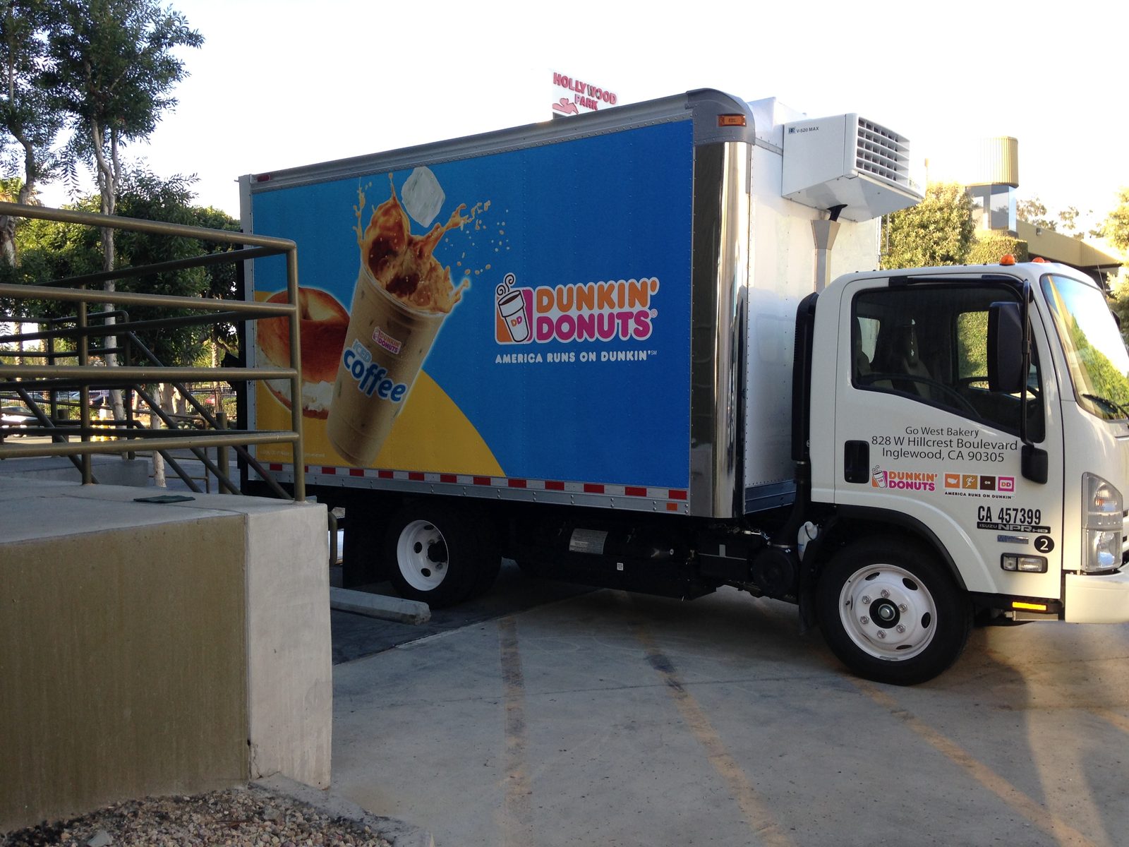 Box truck advertising wrap, front angle